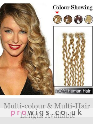 20" 100% Human Hair Curly Micro Loop Hair Extensions