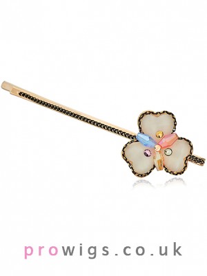 Top-Grade Fashion Opal Diamond Inlaid Flower Hair Slides