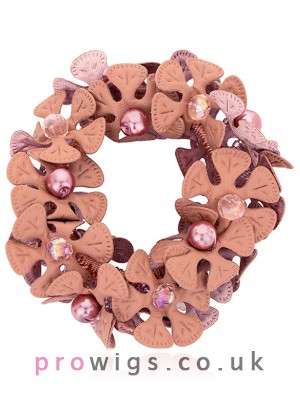 Exquisite Hand Worked PU Leather Flowers Headdress Flower Scrunchies