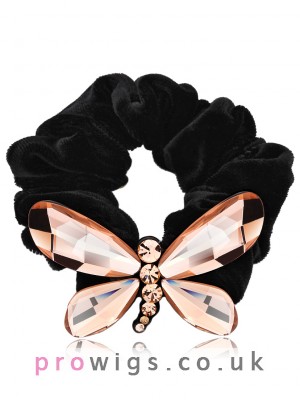 Unique Acrylic Rubber Band Crystal Butterfly Scrunchies