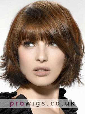 Chic Bob Straight Synthetic Capless Wig With Bangs