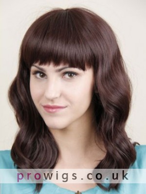 Long Wavy Lace Front Human Hair Wig With Bangs
