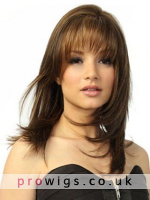 Mid-length Brown Capless Wig With Feathered Ends