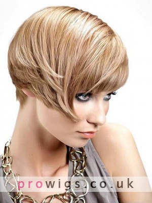 100% Remy Human Hair Natural Handcrafted Elegant Short Layered Straight Wig