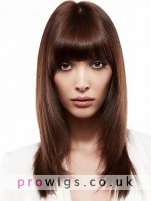 Remy Human Hair Capless Wig With Bangs