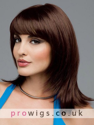 Long Smooth Layers Style With Flipped Ends Face Framing Bangs Human Hair Wig