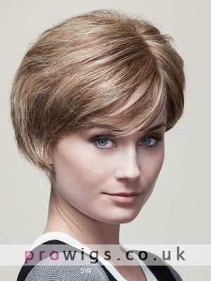 100% Remy Human Hair Short Straight Mono Top Wig