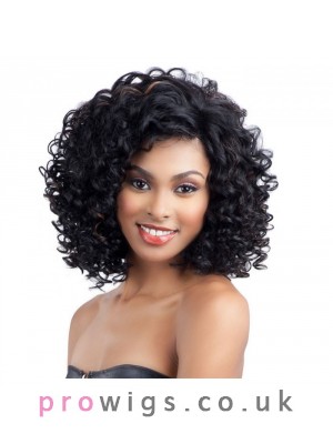 Afros Black Capless Curly Wig