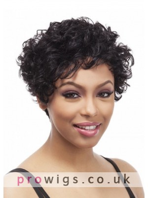 Short Black Modern Curly Full Lace Wig