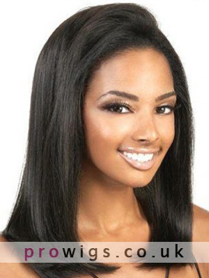 14"  Yaki Straight Remy Human Hair Lace Front Wig