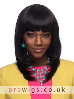 Long Straight Layered Synthetic Wig With Full Bangs