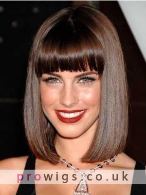 Elegant Charming Middle Straight Full Bang Capless Synthetic Wigs