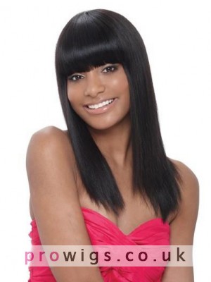 Natural Black With Full Bangs About 16 Inches 100 Human Hair