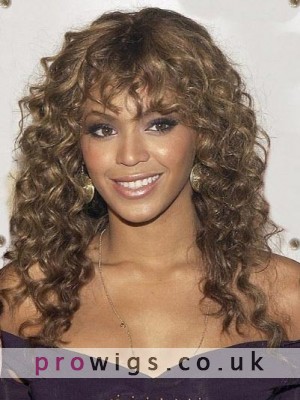 European Style Long Curly Brown African American Lace Wigs For Women