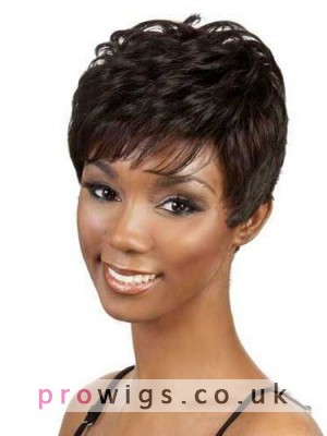 Cute Short Straight Side Bang African American Lace Wigs For Women 6 Inch