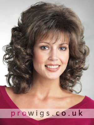 Soft Bouncy Wavy Synthetic Mid-Length Wig