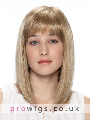 Shoulder Length Bob Cut Synthetic Wig With Full Bangs