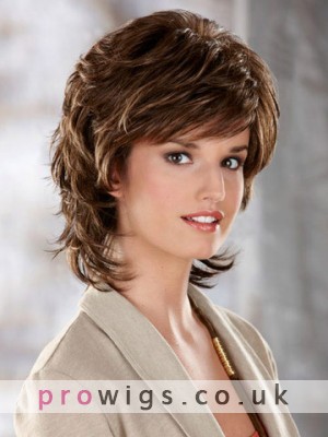 Collar Length Synthetic Wig With Flicked Out Ends