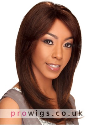16&quot; Medium Length Straight Golden Brown Lace Front Wigs