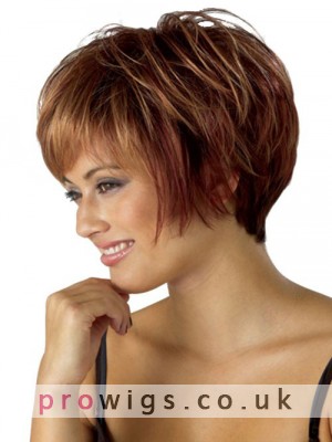 Capless Synthetic Short Layered Straight Wig