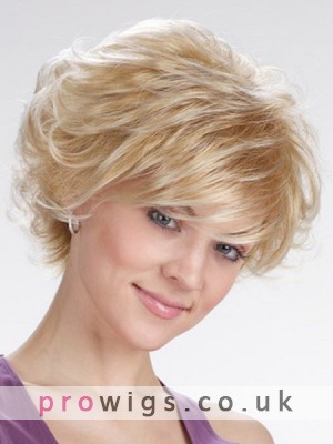 Voluminous Soft Curls Style With Side Swept Bangs Synthetic Wig