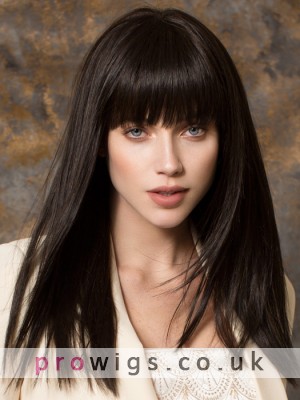 Straight Synthetic Machine Made Wig With Full Bangs