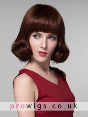 Medium Curly Synthetic Fiber Wigs With Bangs
