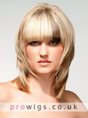 Medium Length Synthetic Wig With Side Bangs