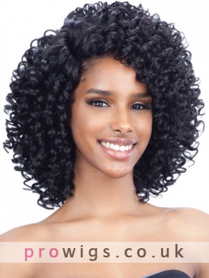 Afros Black Lace Front Curly Wig