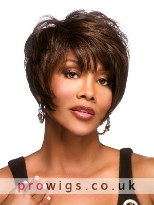 Straight Brown Short Capless Synthetic Wig