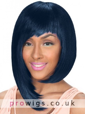 Personalized Synthetic Black Straight Asymmetry Wig 
