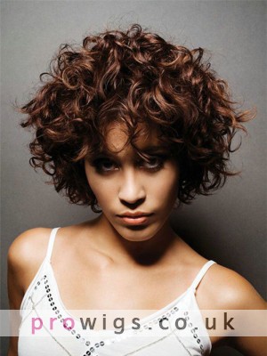 Flirtatious Brown Curly Synthetic Short Capless Wig    