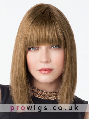 Clearance Shoulder Length Sleek Straight Human Hair Lace Wig