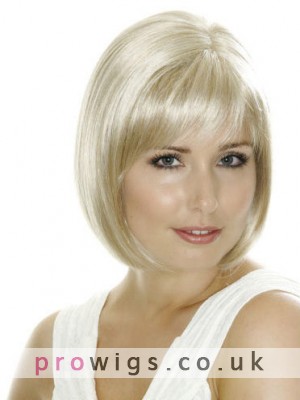 Classic Bob Hairstyle Light Blonde Synthetic Lace Wig