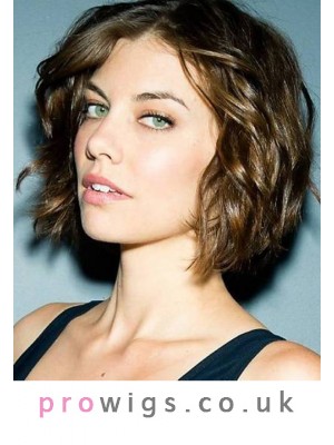 Human Hair Short Wavy Wig With Full Lace