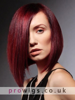 Red Medium Length Natural Straight Lace Front Wig