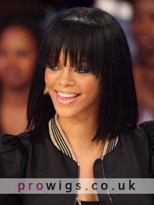 Rihanna Bob Style Dark Black Straight Wig