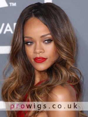 Rihanna Dip Dye Hairstyle Long Wavy Glueless Lace Wig