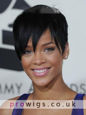 Trendy Short Straight Rihanna Hairstyle Synthetic Lace Front Wig