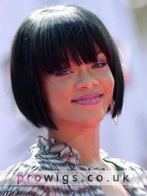 Sweet Short Straight Rihanna Hairstyle Remy Human Hair Full Lace Wig