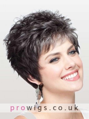 100% Human Hair Lace Front Modern Short Wavy Style Wig