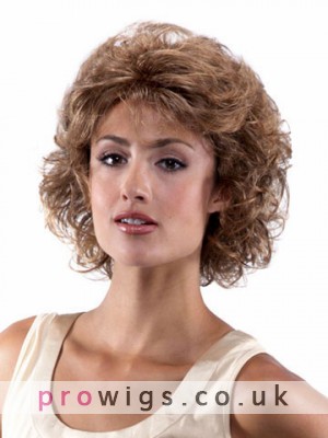 Chin-Length Layered Curly Synthetic Lace Front Wig