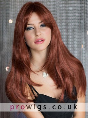 Stylish Long Red Capless Synthetic Wig