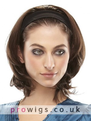 Mid-Length 3/4 Wig With Soft Black Attached Headband