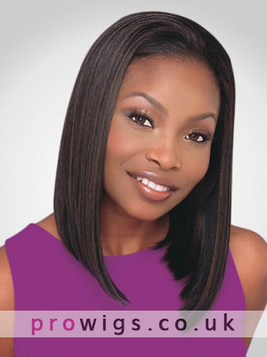 Mid-length Silky Straight 3/4 Wig