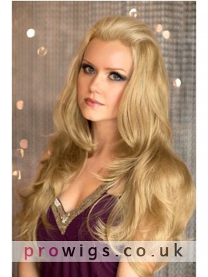 Long Blonde 3/4 Wig With Soft Loose Curls