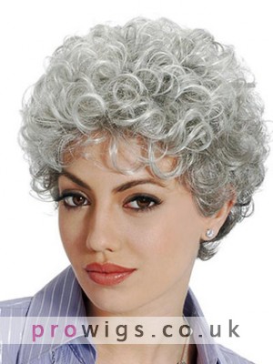 Classic Sstyle With Soft Curls Grey Wig