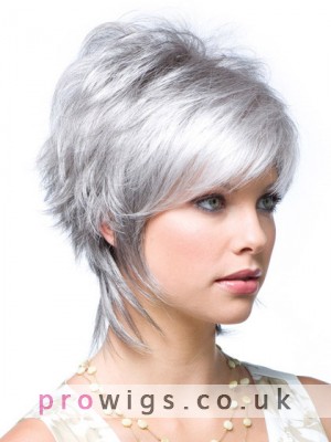 Layered Synthetic Lace Front Grey Wig