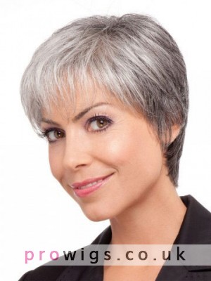 Classical Short Straight Lace Front Grey Wig