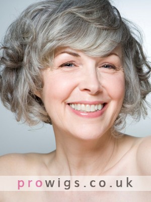 Short Fashion Curling Full Lace Gray Wig
